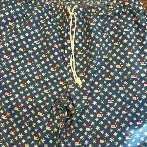 Vineyard Vines santa whale pajama pants drawstring sz xl Snowflake Navy - Picture 2 of 4